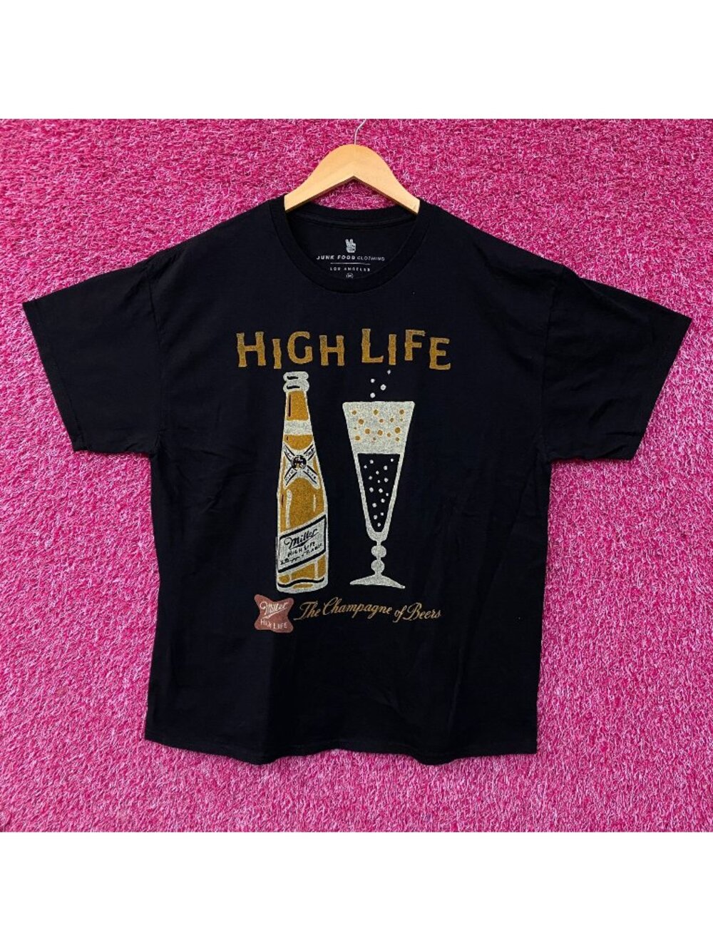 Junk Food Clothing Miller High Life The Champagne of Beers Graphic T-Shirt Medi